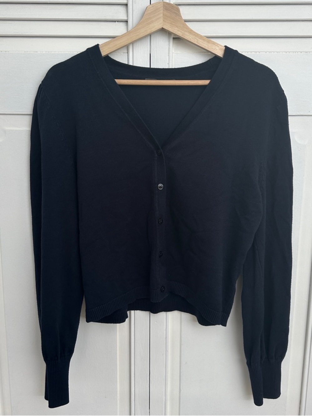 Suzy Shier Black V-Neck Button Cardigan